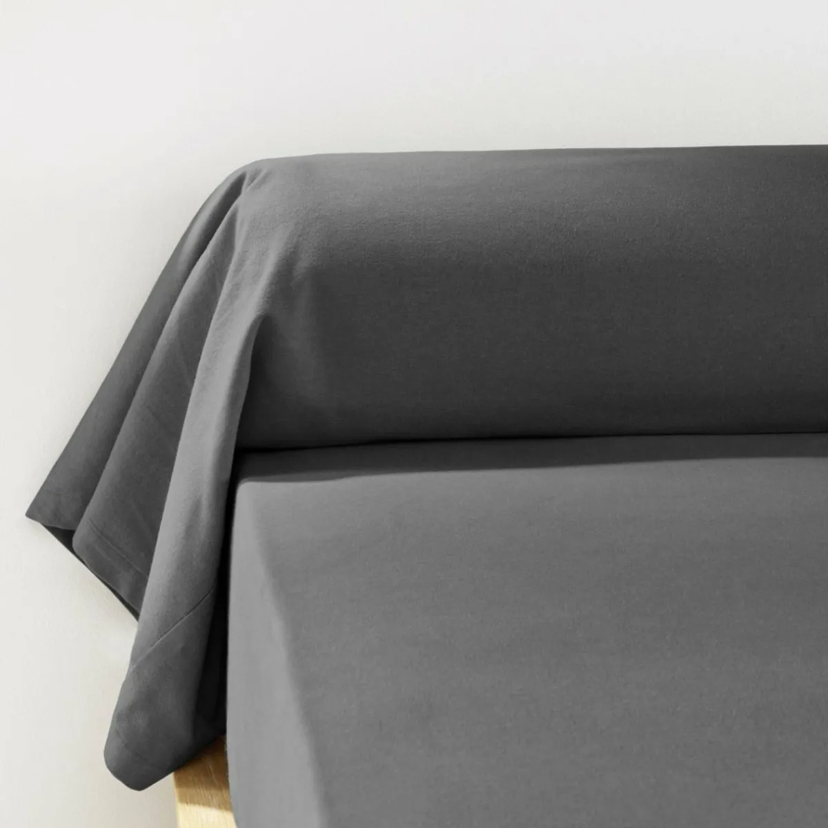 EMINZA Taie de traversin flanelle de coton (L185 cm) Théa Gris Anthracite