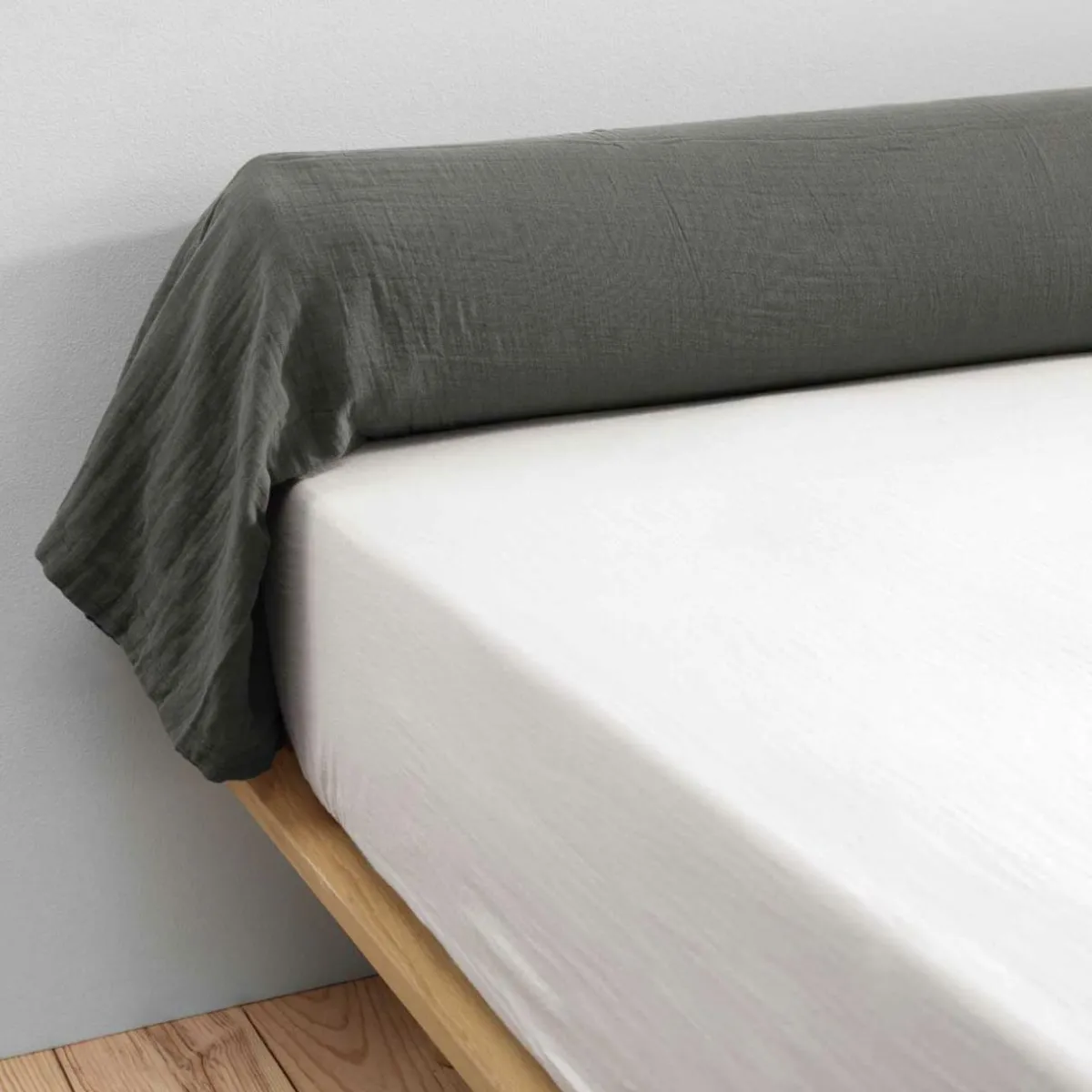 EMINZA Taie de traversin gaze de coton (L185 cm) Gaïa Gris granit Gris foncé Online