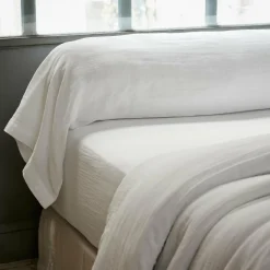 EMINZA Taie de traversin gaze de coton (L185 cm) Gaïa chantilly Blanc Best