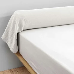 EMINZA Taie de traversin gaze de coton (L185 cm) Gaïa chantilly Blanc Best