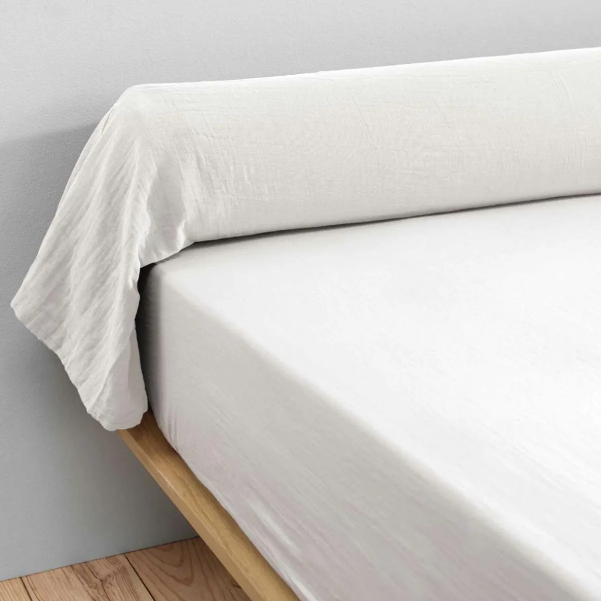 EMINZA Taie de traversin gaze de coton (L185 cm) Gaïa chantilly Blanc Best