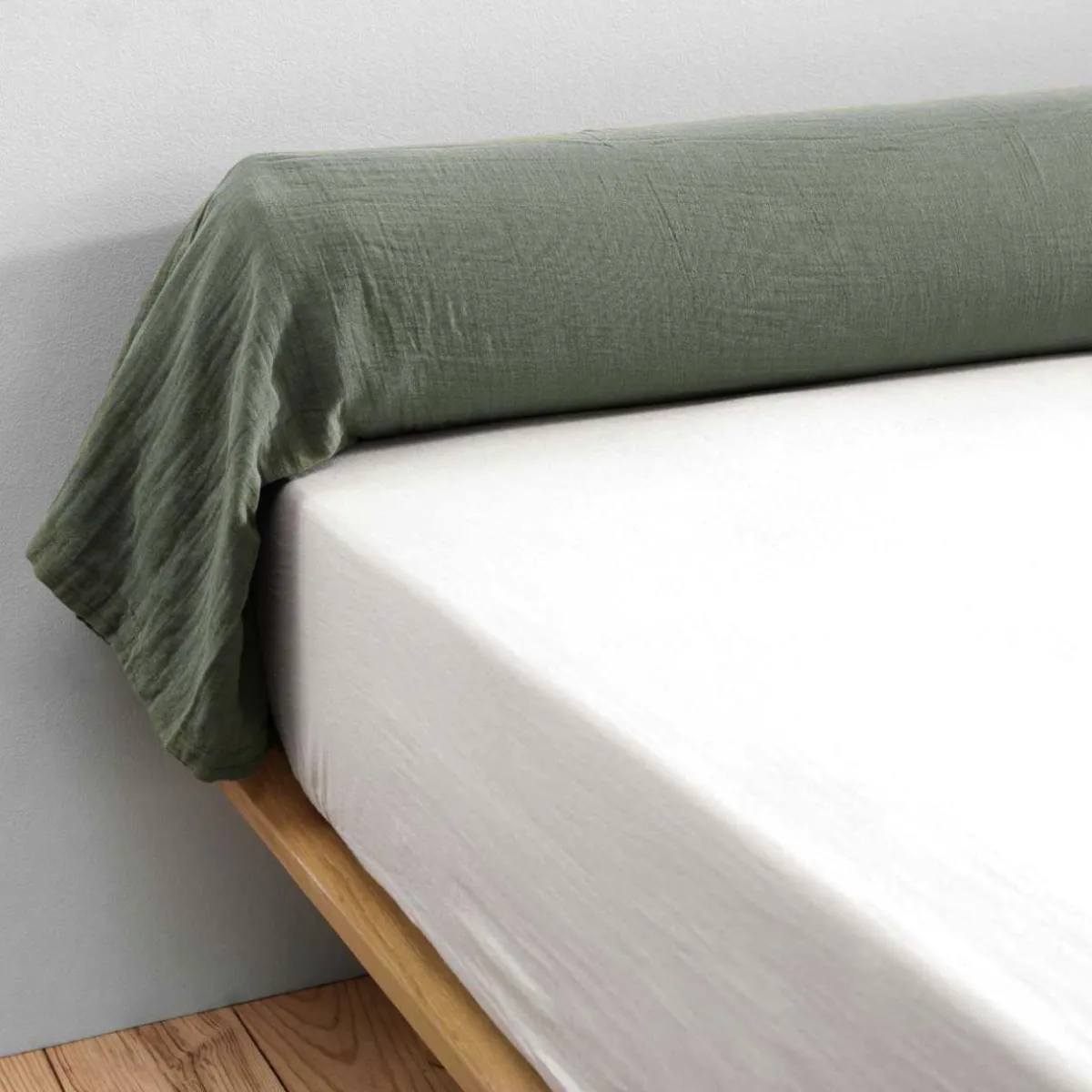 EMINZA Taie de traversin gaze de coton (L185 cm) Gaïa Vert romarin Online