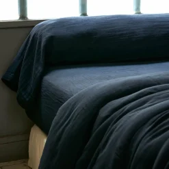 EMINZA Taie de traversin gaze de coton (L185 cm) Gaïa Bleu nuit Sale