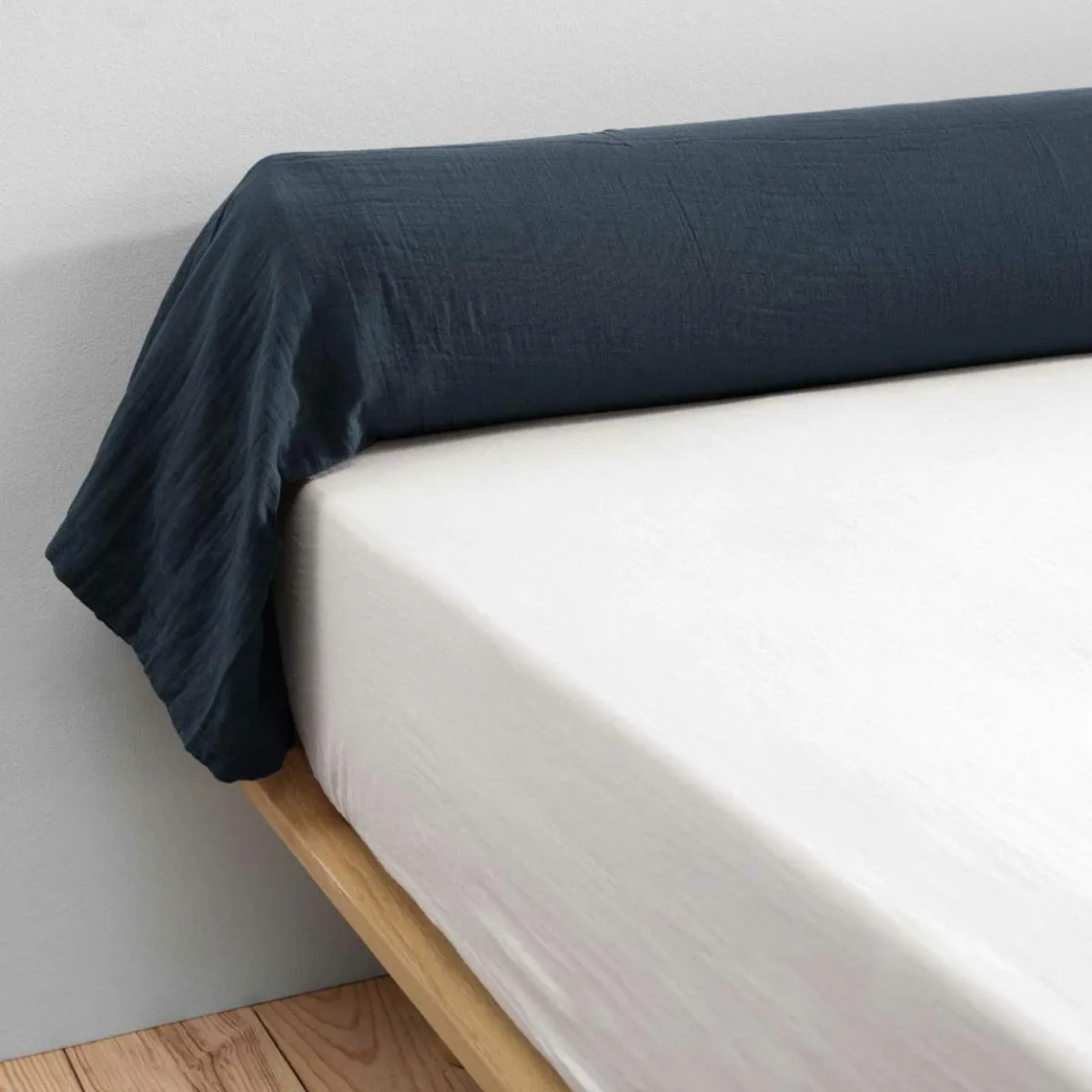 EMINZA Taie de traversin gaze de coton (L185 cm) Gaïa Bleu nuit Sale