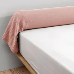 EMINZA Taie de traversin gaze de coton (L185 cm) Gaïa Rose Pêche Best