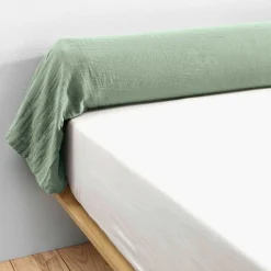 EMINZA Taie de traversin gaze de coton (L185 cm) Gaïa Vert Eucalyptus Hot