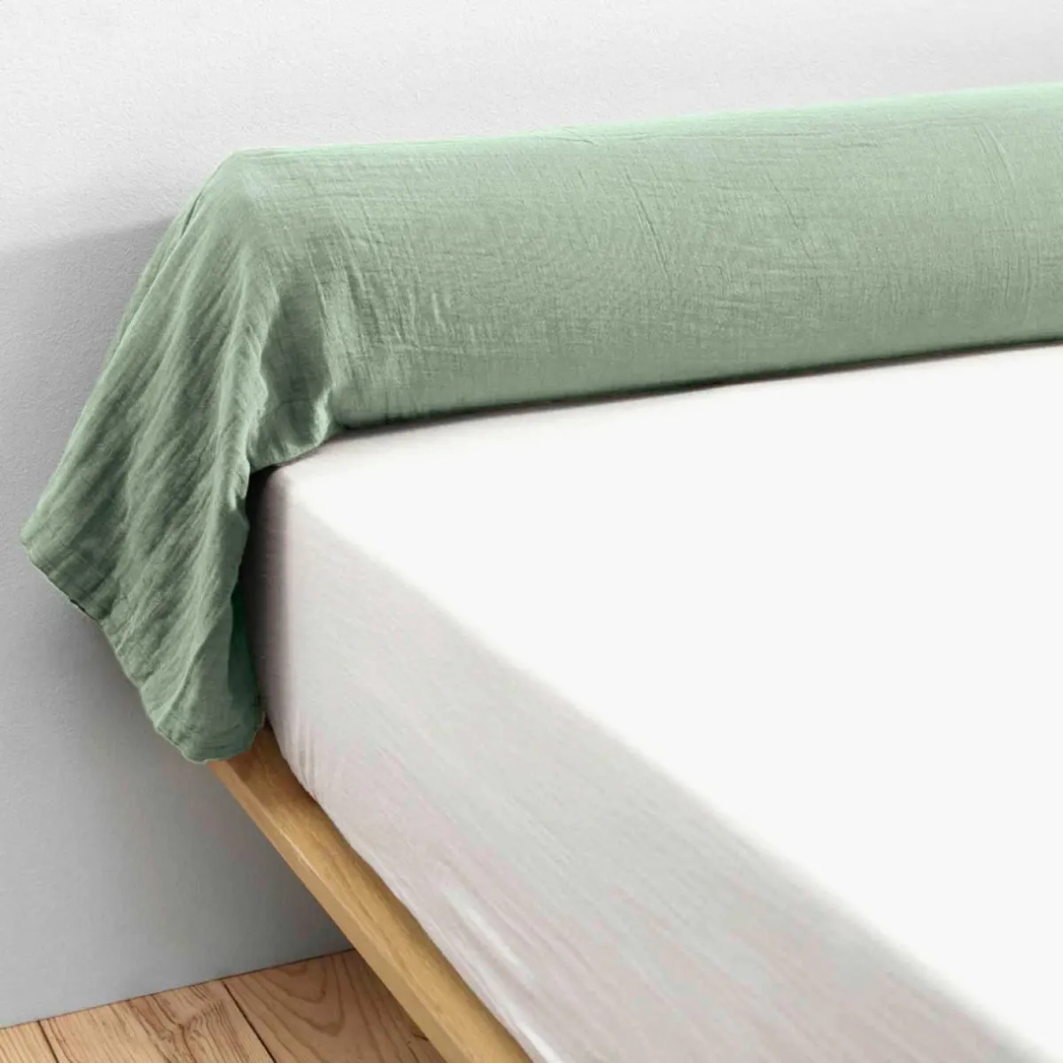 EMINZA Taie de traversin gaze de coton (L185 cm) Gaïa Vert Eucalyptus Hot