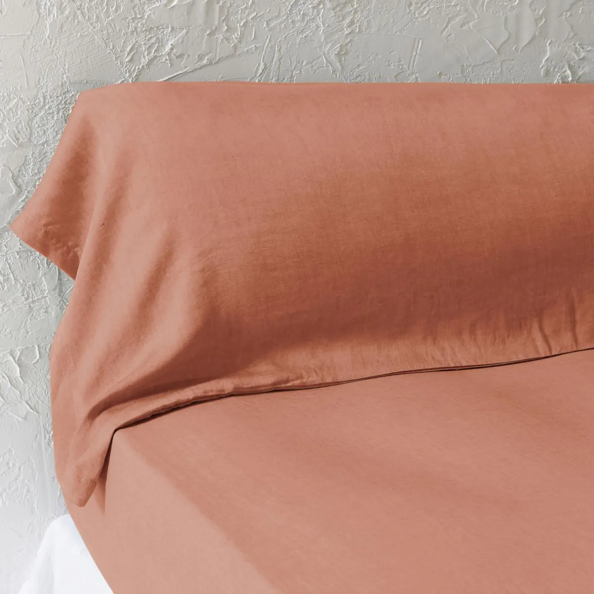 EMINZA Taie de traversin lyocell Tencel™ lavé (27 x 185 cm) Olivia Terracotta Outlet