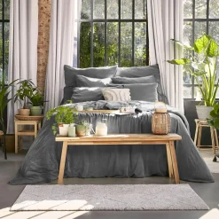 EMINZA Taie de traversin lyocell Tencel™ lavé (27 x 185 cm) Olivia granit Gris Online