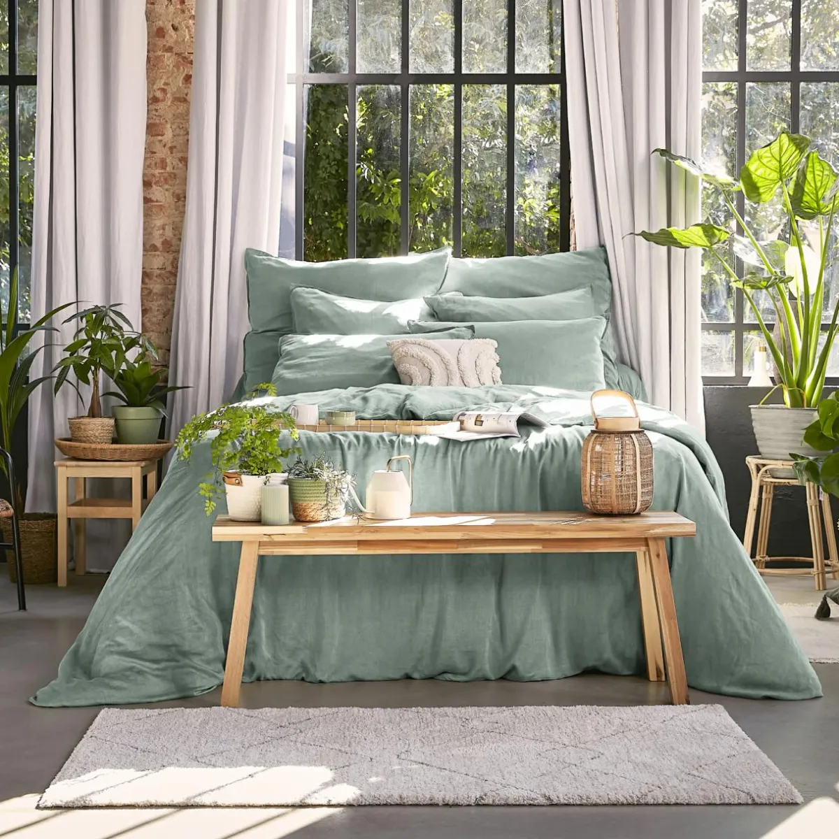 EMINZA Taie de traversin lyocell Tencel™ lavé (27 x 185 cm) Olivia Vert Eucalyptus Online