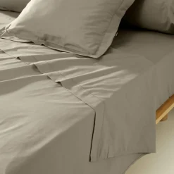 EMINZA Taie de traversin percale de coton (L185 cm) Cali Taupe