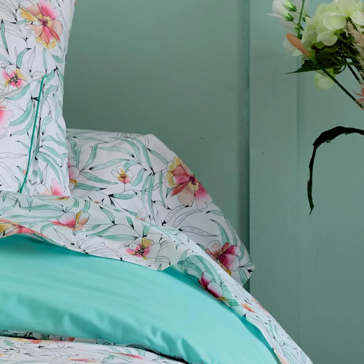 TRADI LINGE Taie de traversin percale de coton (200 cm) Roxane Multicolore Outlet