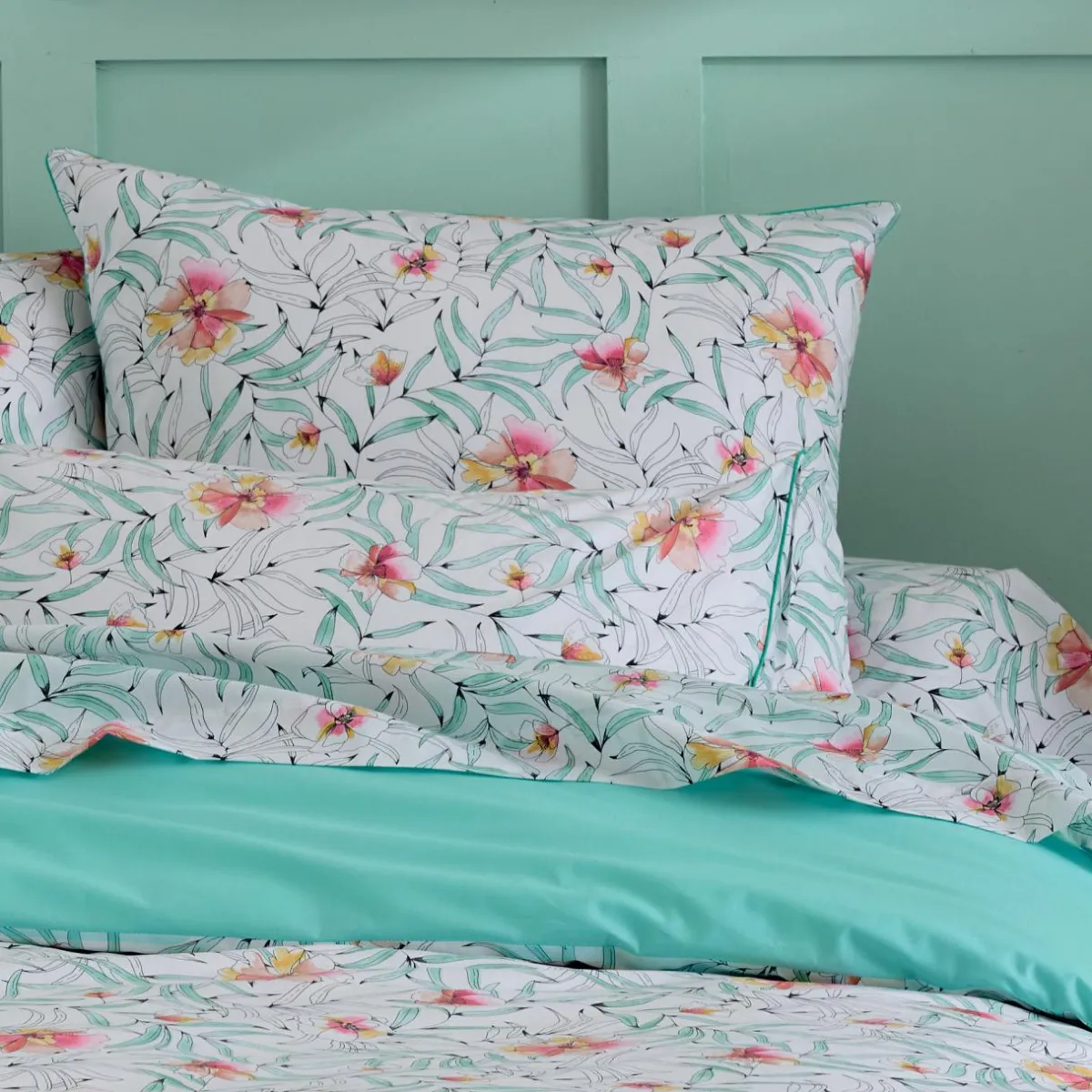 TRADI LINGE Taie de traversin percale de coton (200 cm) Roxane Multicolore Outlet
