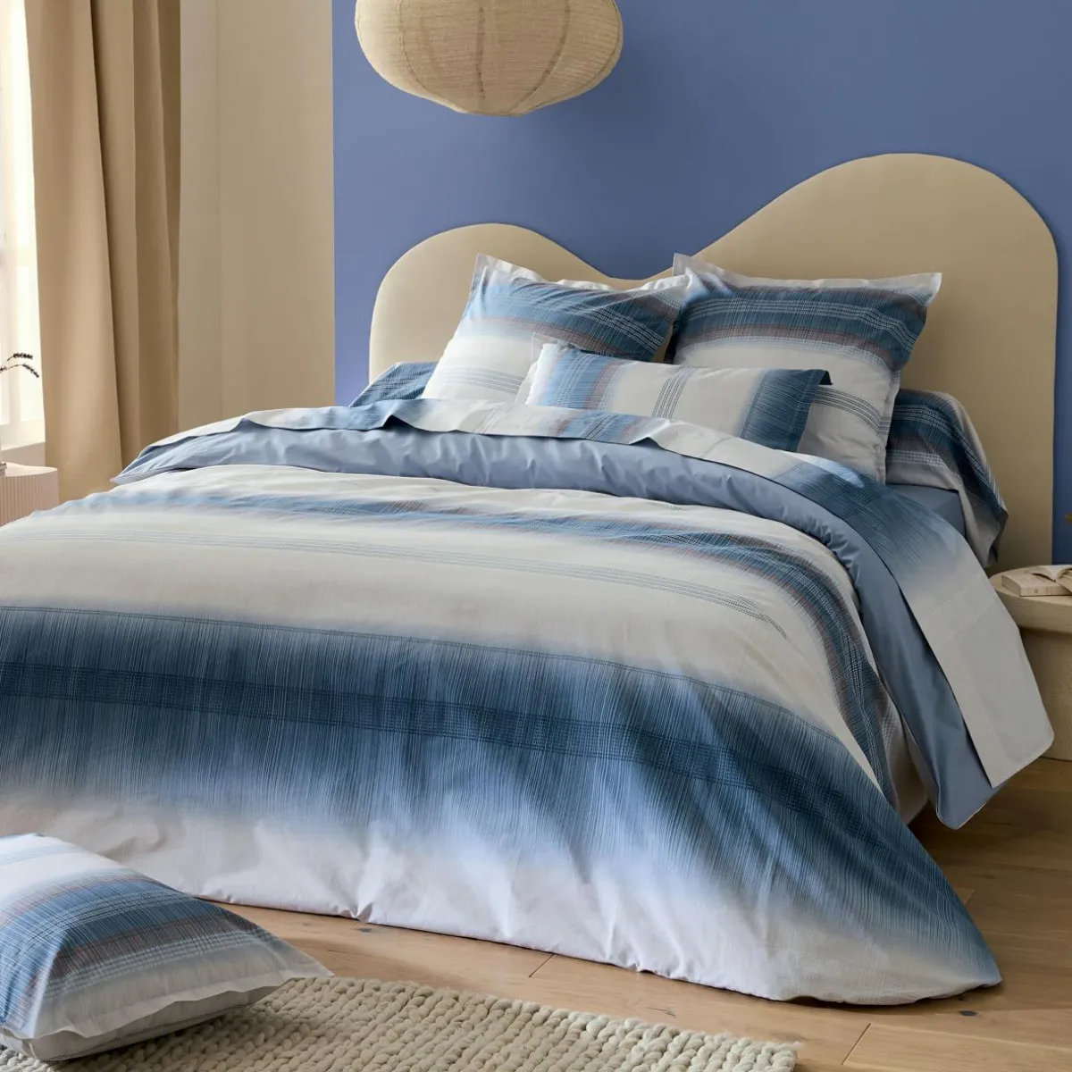 TRADI LINGE Taie de traversin percale de coton (200 cm) Esteban e Bleu New