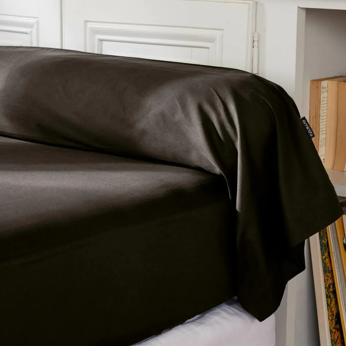EMINZA Taie de traversin percale de coton (L185 cm) Cali e Noir Online