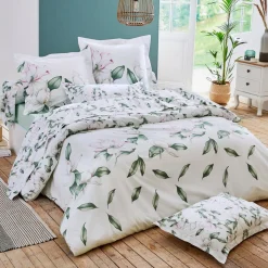 TRADILINGE Taie de traversin percale de coton (L200 cm) Magnolia sauge Vert