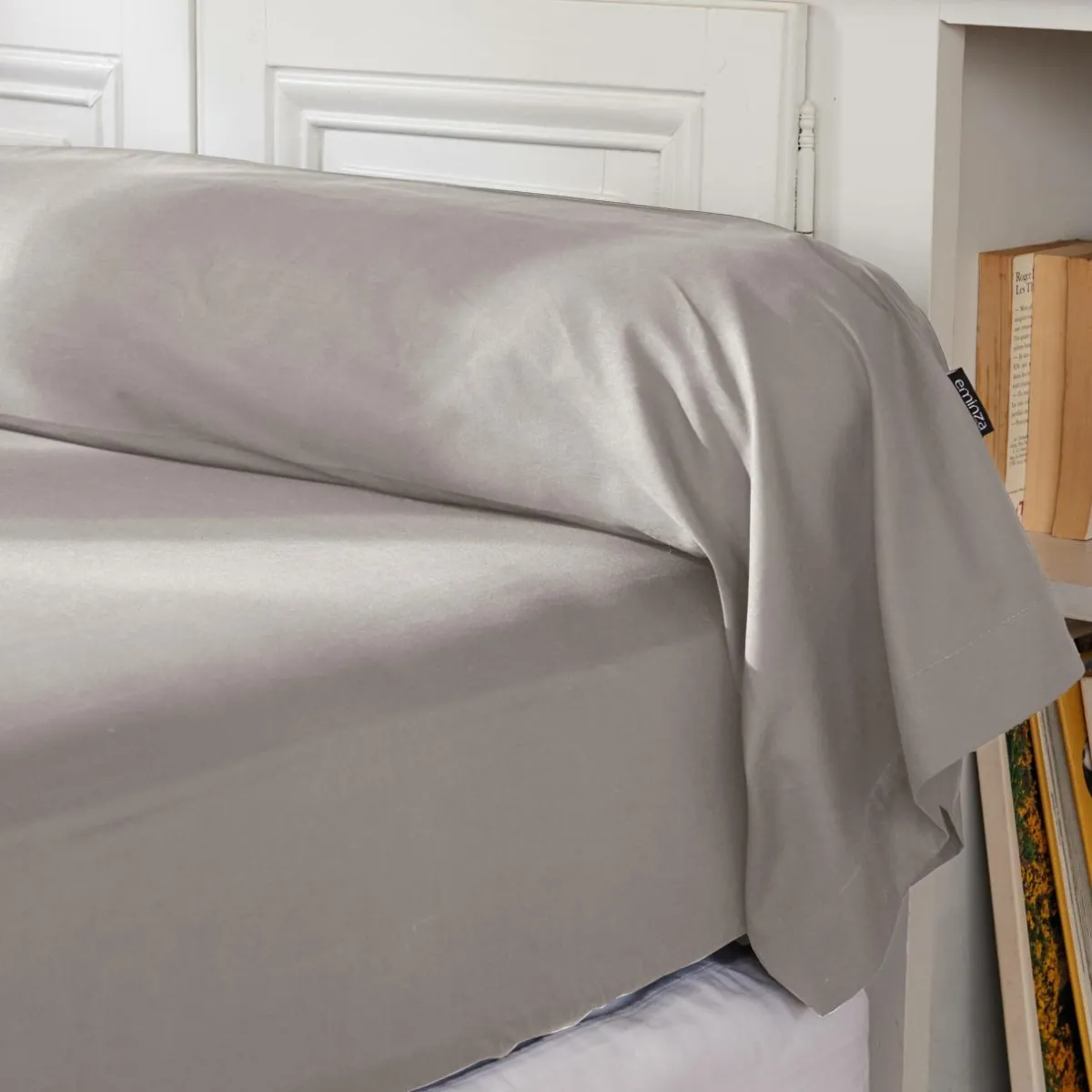 EMINZA Taie de traversin percale de coton (L185 cm) Cali Gris clair Online