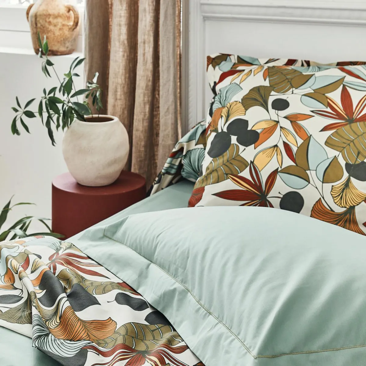 TRADILINGE Taie de traversin percale de coton (L200 cm) Cascade Multicolore Hot