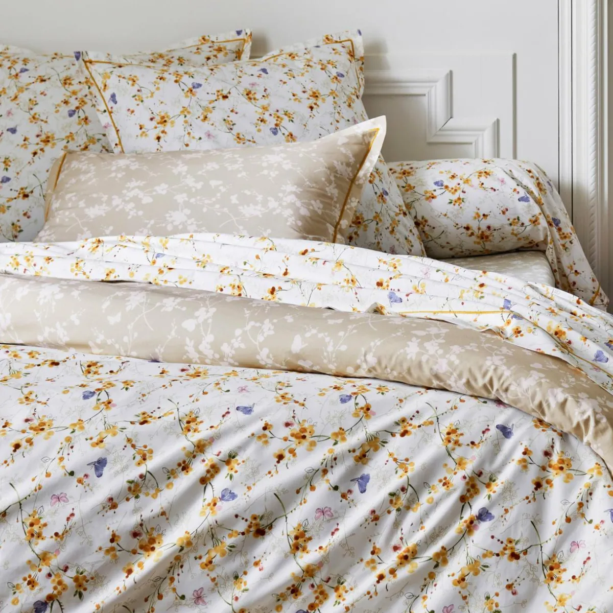 TRADILINGE Taie de traversin percale de coton (L200 cm) Bel amour Jaune Hot