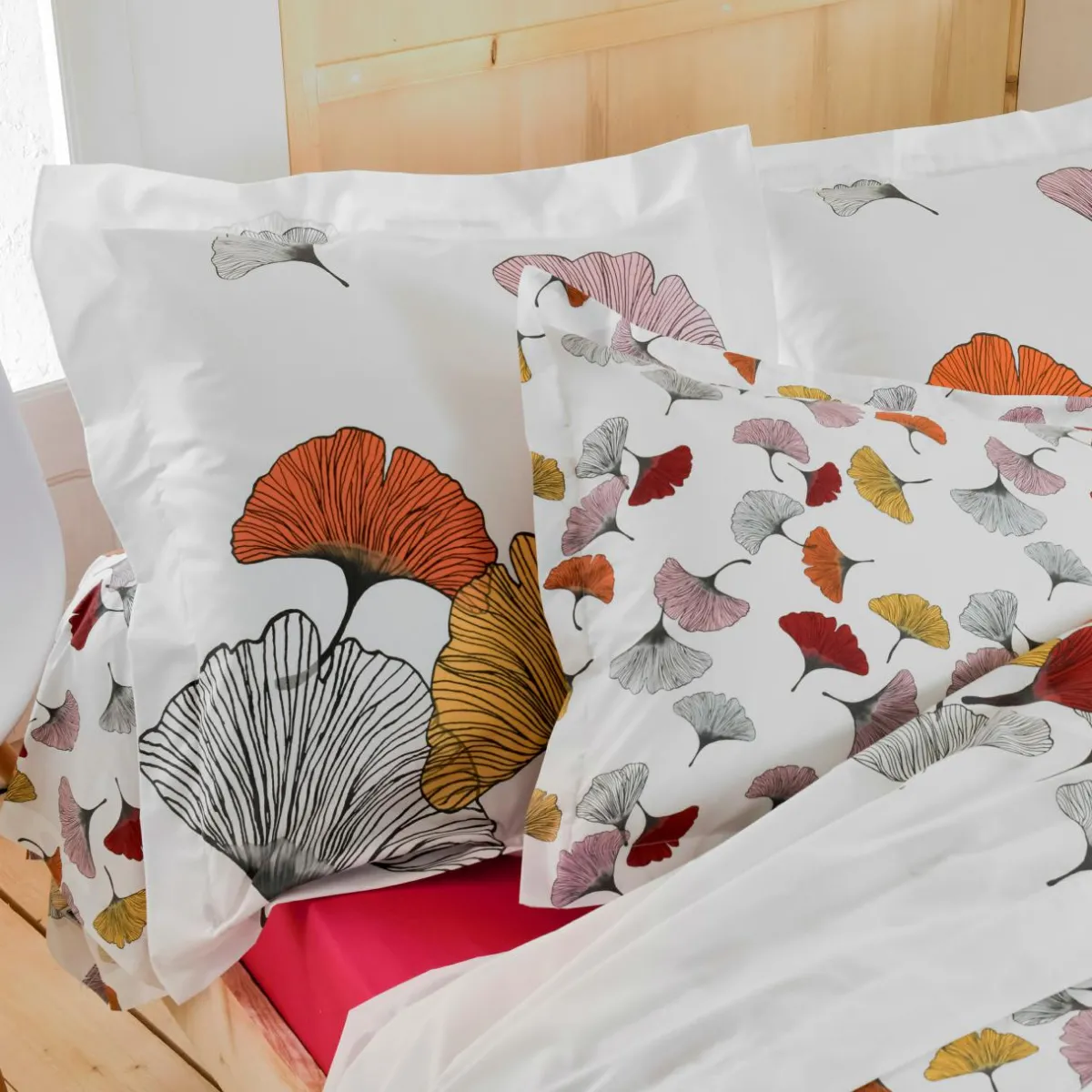 TRADI LINGE Taie de traversin percale de coton (L200 cm) Ginkgo Multicolore New