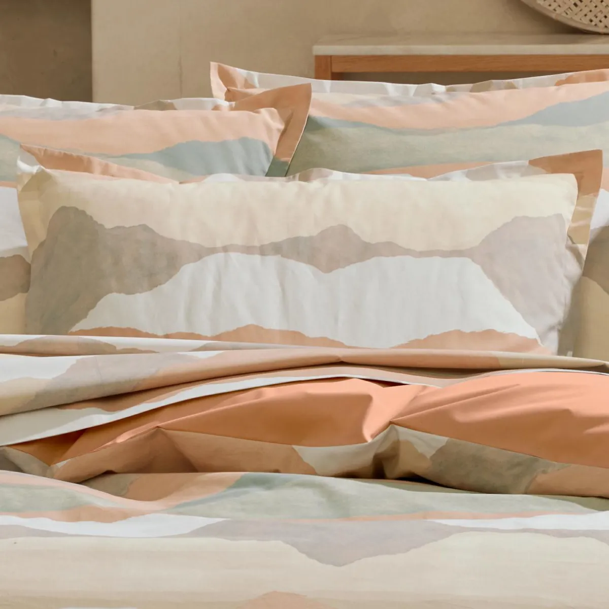 TRADI LINGE Taie de traversin percale de coton (200 cm) Land Craie Beige Discount