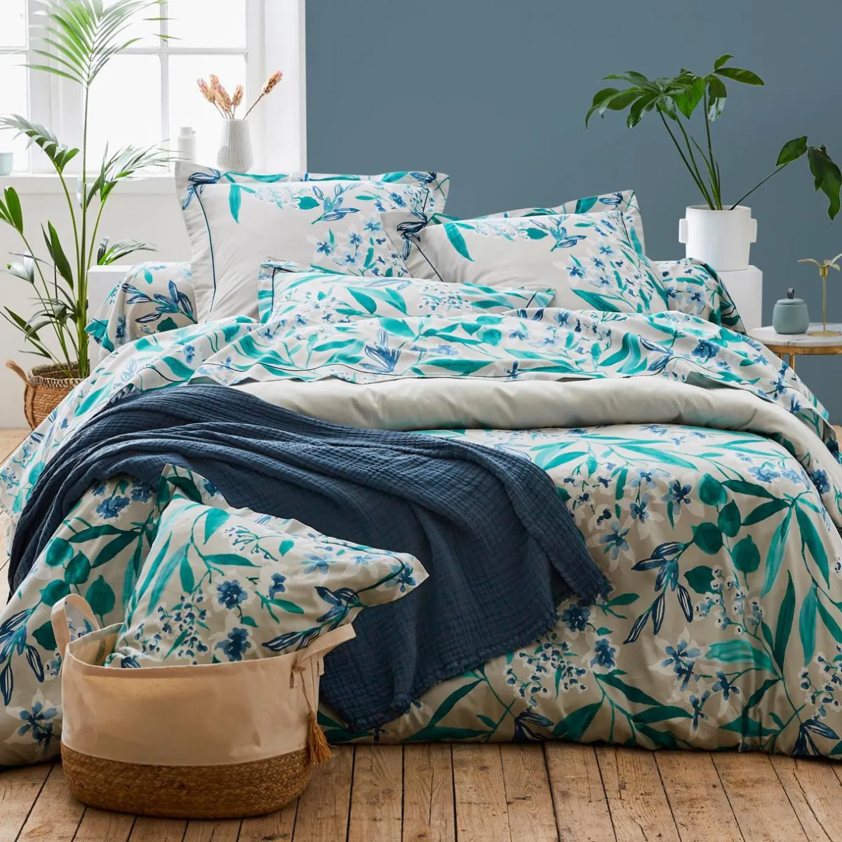 TRADILINGE Taie de traversin satin de coton (L200 cm) Frida Vert émeraude