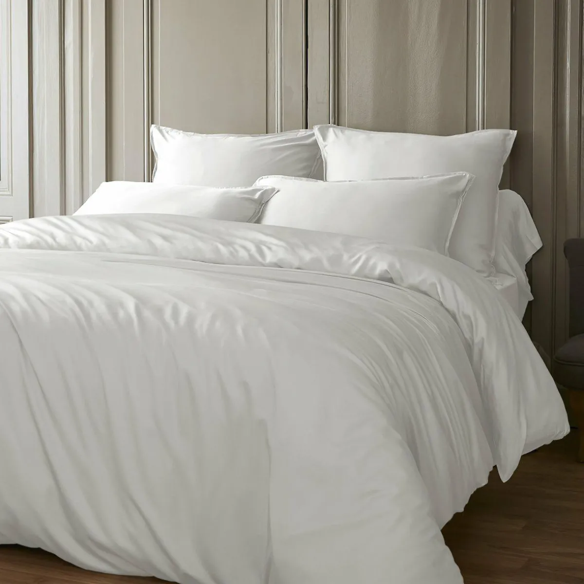 EMINZA Taie de traversin satin de bambou (L185 cm) Sienna chantilly Blanc New
