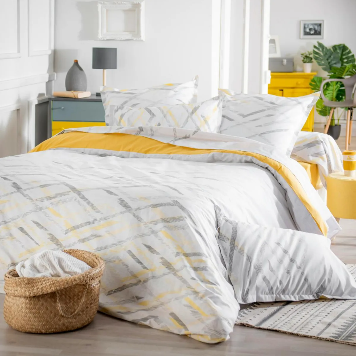 TRADI LINGE Taie d'oreiller carrée coton Vermont he Blanc Outlet