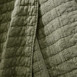 EMINZA Taie d'oreiller carrée coton (60 x 60 cm) Lena Vert romarin Clearance