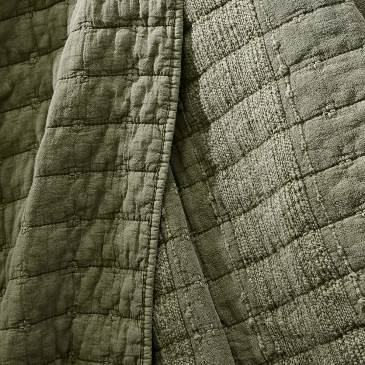 EMINZA Taie d'oreiller carrée coton (60 x 60 cm) Lena Vert romarin Clearance