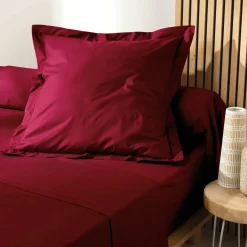 DOUCEUR D'INTERIEUR Taie d'oreiller carrée coton bio (63 x 63 cm) Biolina Bordeaux New