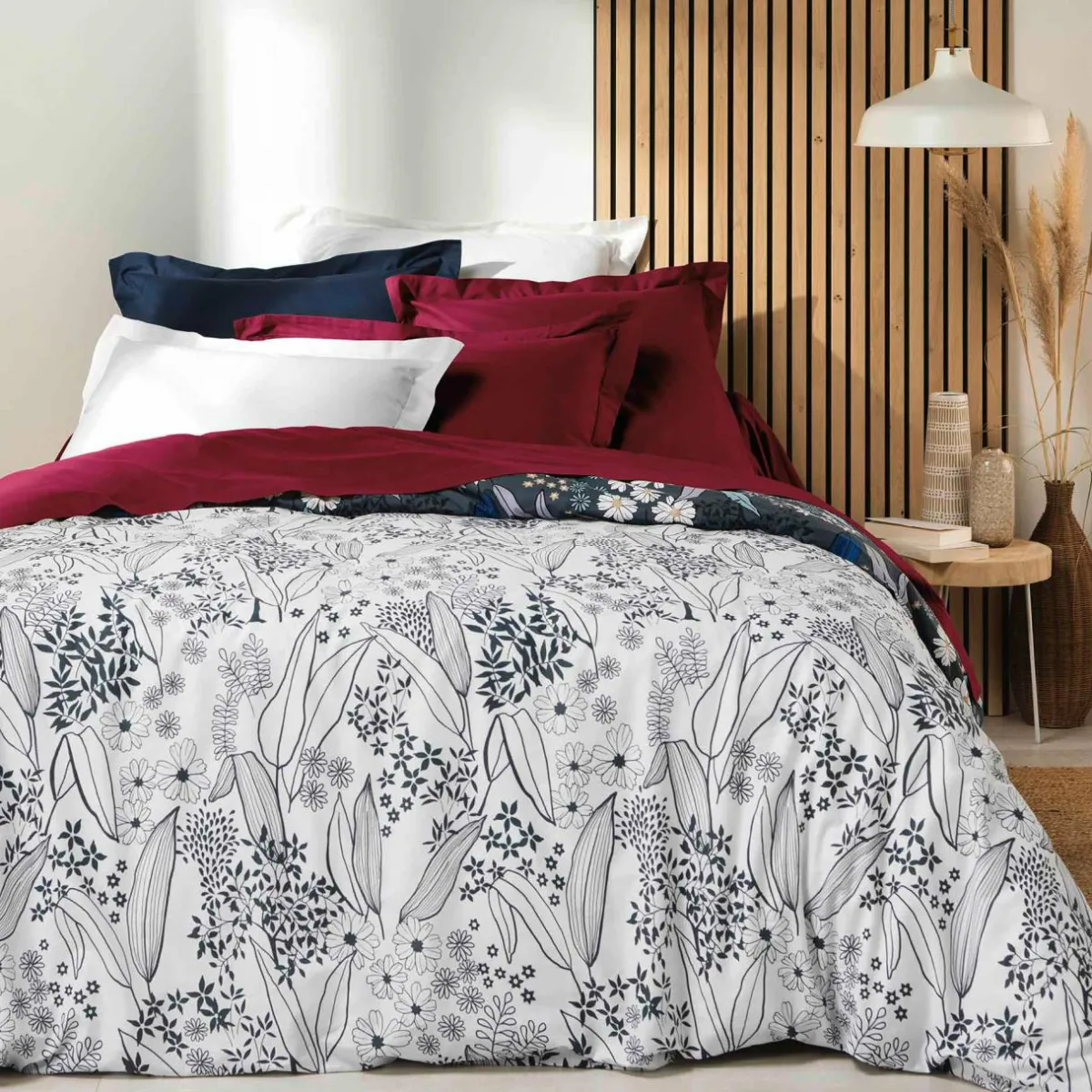 DOUCEUR D'INTERIEUR Taie d'oreiller carrée coton bio (63 x 63 cm) Biolina Bordeaux New