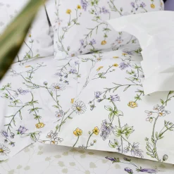 TRADILINGE Taie d'oreiller carrée coton (65 x 65 cm) Foliflora he Blanc Clearance