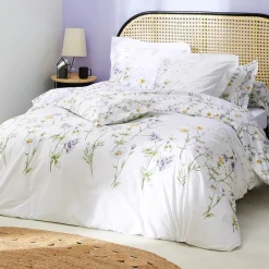 TRADILINGE Taie d'oreiller carrée coton (65 x 65 cm) Foliflora he Blanc Clearance