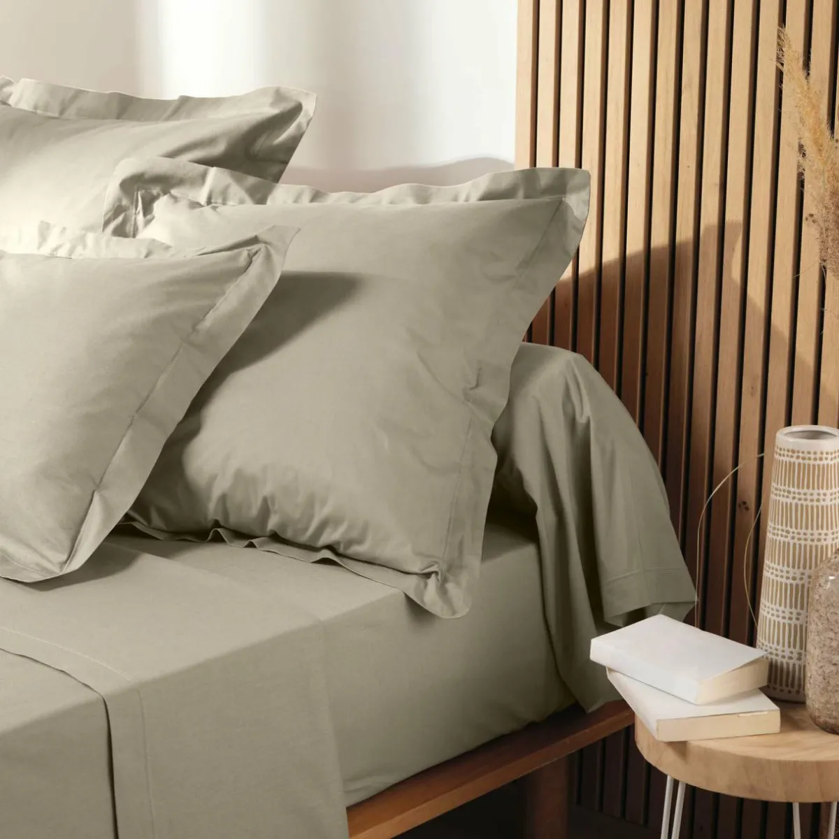 DOUCEUR D'INTERIEUR Taie d'oreiller carrée coton bio (63 x 63 cm) Biolina Taupe Sale