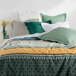 DOUCEUR D'INTERIEUR Taie d'oreiller carrée coton bio (63 x 63 cm) Biolina Vert émeraude Online
