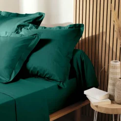 DOUCEUR D'INTERIEUR Taie d'oreiller carrée coton bio (63 x 63 cm) Biolina Vert émeraude Online