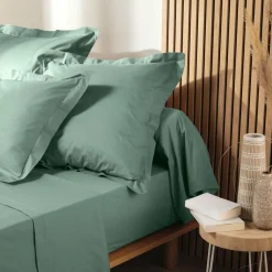 DOUCEUR D'INTERIEUR Taie d'oreiller carrée coton bio (63 x 63 cm) Biolina Vert sauge Outlet