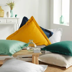 DOUCEUR D'INTERIEUR Taie d'oreiller carrée coton bio (63 x 63 cm) Biolina Vert sauge Outlet