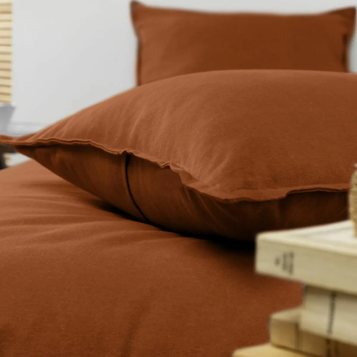 EMINZA Taie d'oreiller carrée flanelle de coton (80 x 80 cm) Nina Terracotta Outlet
