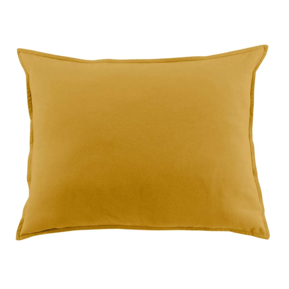 EMINZA Taie d'oreiller carrée flanelle de coton (80 x 80 cm) Nina Jaune ocre New