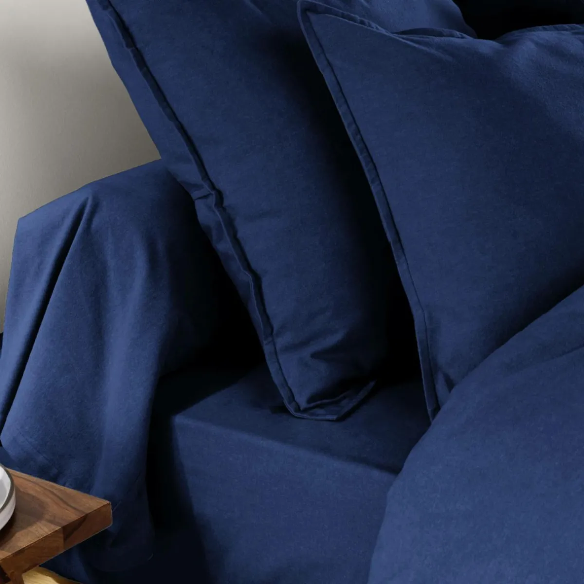 EMINZA Taie d'oreiller carrée flanelle de coton (80 x 80 cm) Nina Bleu nuit Clearance