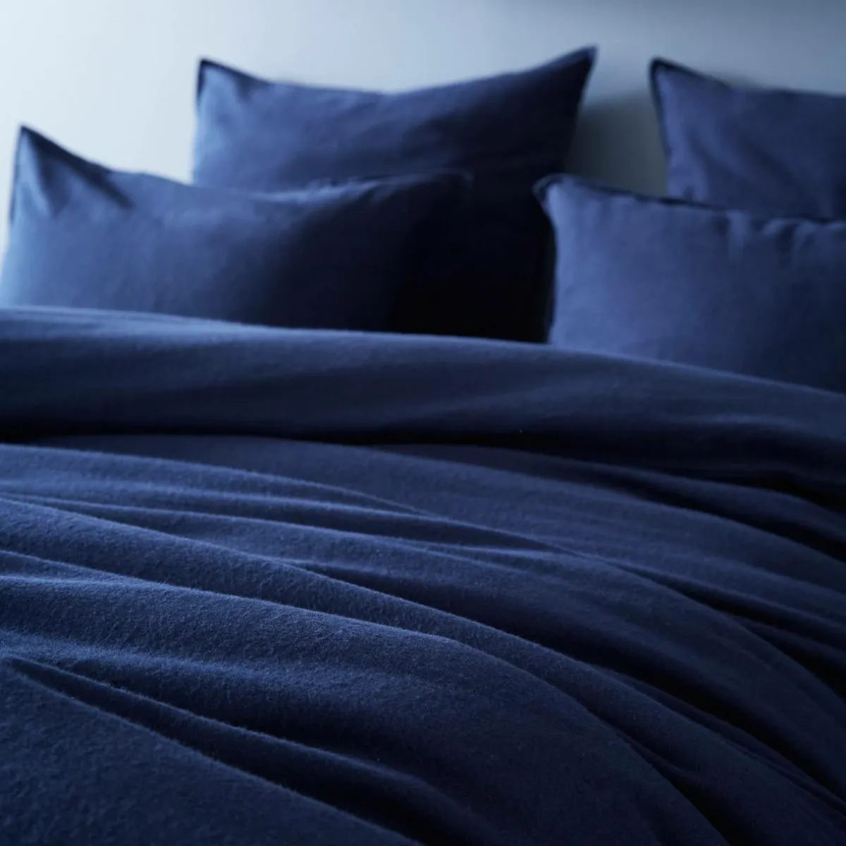 EMINZA Taie d'oreiller carrée flanelle de coton (80 x 80 cm) Nina Bleu nuit Clearance