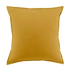 EMINZA Taie d'oreiller carrée flanelle de coton (63 x 63 cm) Nina Jaune ocre New