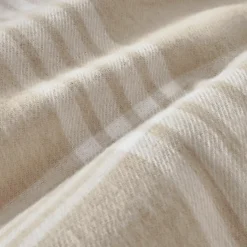 EMINZA Taie d'oreiller carrée flanelle de coton (63 x 63 cm) Nina carreaux Beige Carreau Beige New
