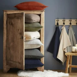 EMINZA Taie d'oreiller carrée flanelle de coton (63 x 63 cm) Nina Ficelle Sale