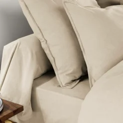 EMINZA Taie d'oreiller carrée flanelle de coton (80 x 80 cm) Nina Beige Discount