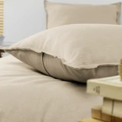 EMINZA Taie d'oreiller carrée flanelle de coton (80 x 80 cm) Nina Beige Discount