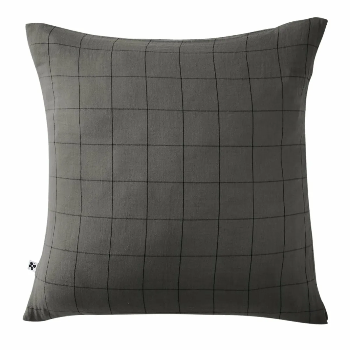 EMINZA Taie d'oreiller carrée gaze de coton (60 x 60 cm) Gaïa Match Gris granit Gris foncé