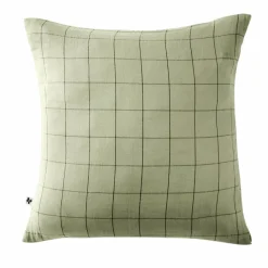 EMINZA Taie d'oreiller carrée gaze de coton (60 x 60 cm) Gaïa Match Vert tilleul Hot